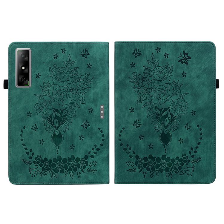 For Infinix Xpad GT Butterfly Rose Embossed Leather Tablet Case