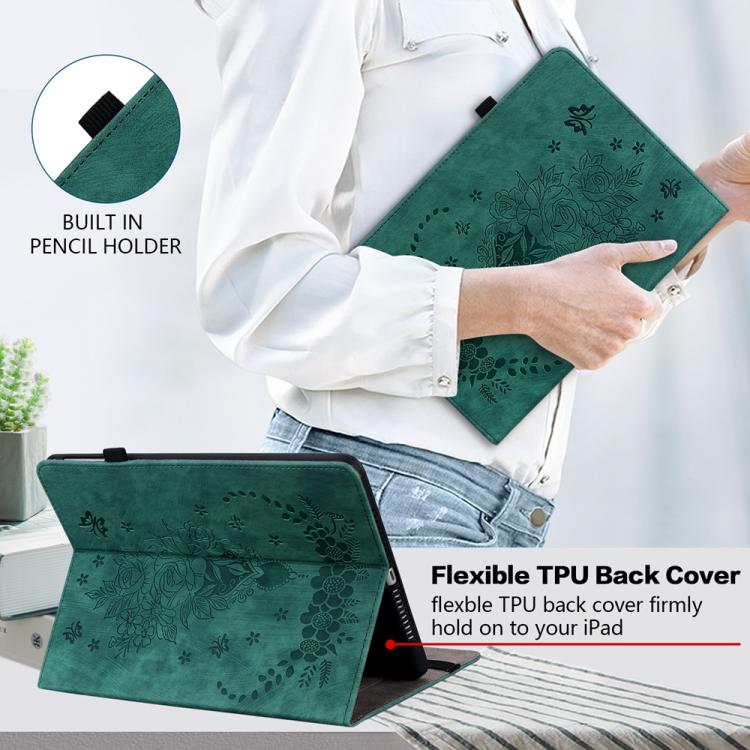 For Infinix Xpad GT Butterfly Rose Embossed Leather Tablet Case