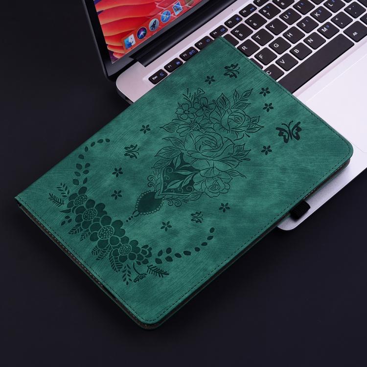 For Infinix Xpad GT Butterfly Rose Embossed Leather Tablet Case