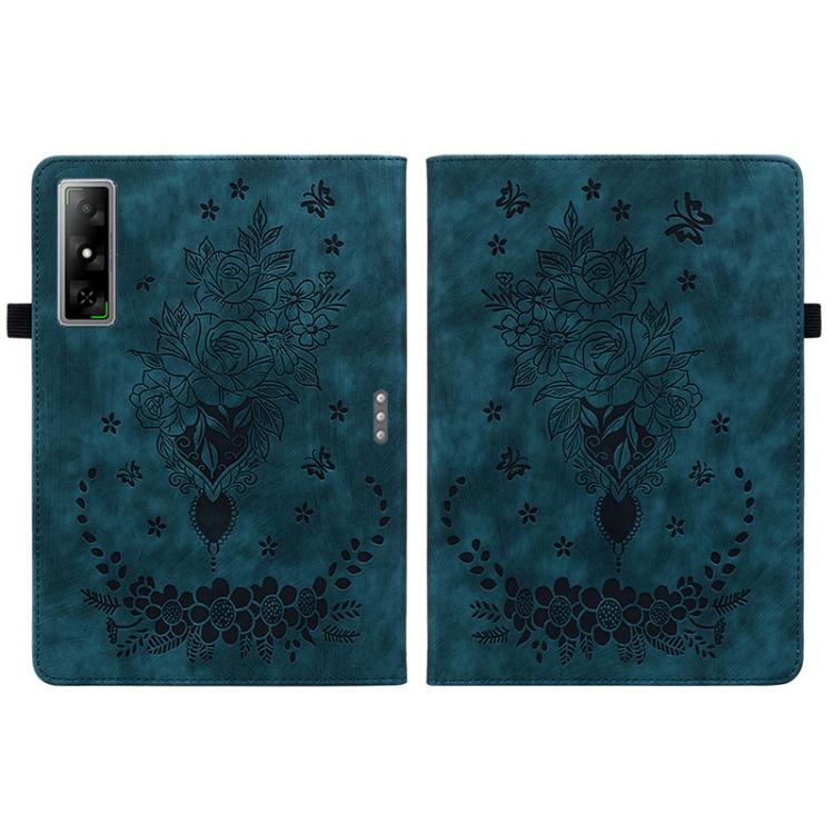 For Infinix Xpad GT Butterfly Rose Embossed Leather Tablet Case