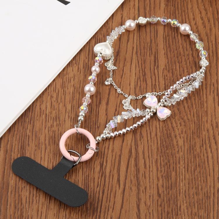 Love Butterfly Bead Chain Phone Anti-lost Short Lanyard