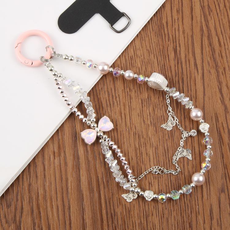 Love Butterfly Bead Chain Phone Anti-lost Short Lanyard