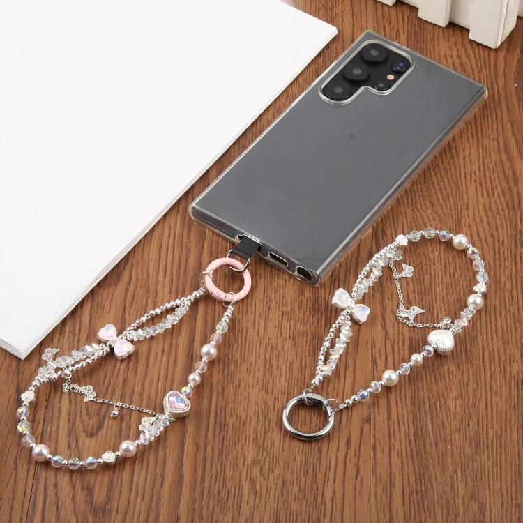 Love Butterfly Bead Chain Phone Anti-lost Short Lanyard