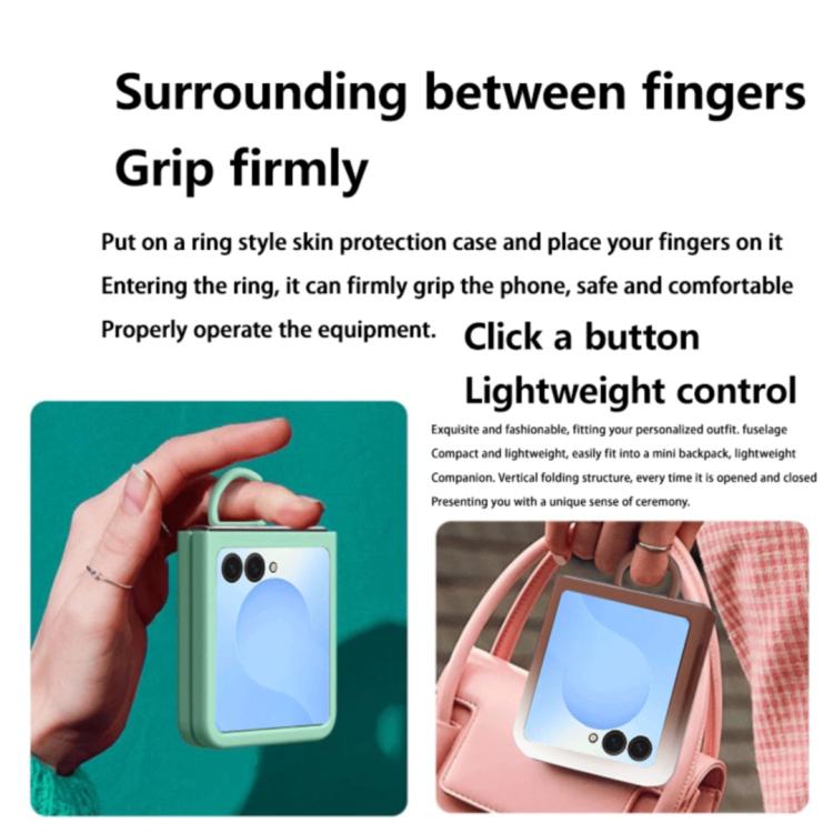 For Samsung Galaxy Z Flip7 FE / 6 / 5 5G Large Window Ring Holder Skin Feel PC Phone Case