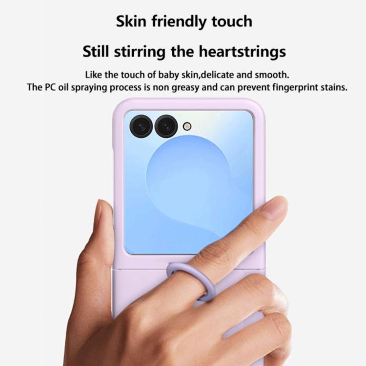 For Samsung Galaxy Z Flip7 FE / 6 / 5 5G Large Window Ring Holder Skin Feel PC Phone Case