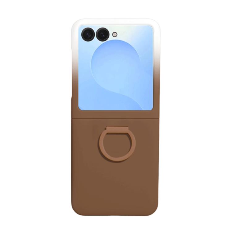 For Samsung Galaxy Z Flip7 FE / 6 / 5 5G Large Window Ring Holder Skin Feel PC Phone Case