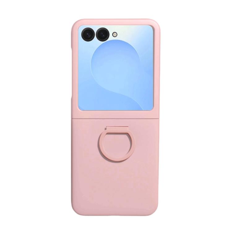 For Samsung Galaxy Z Flip7 FE / 6 / 5 5G Large Window Ring Holder Skin Feel PC Phone Case