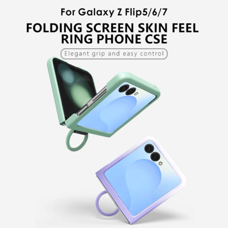 For Samsung Galaxy Z Flip7 5G Large Window Ring Holder Skin Feel PC Phone Case