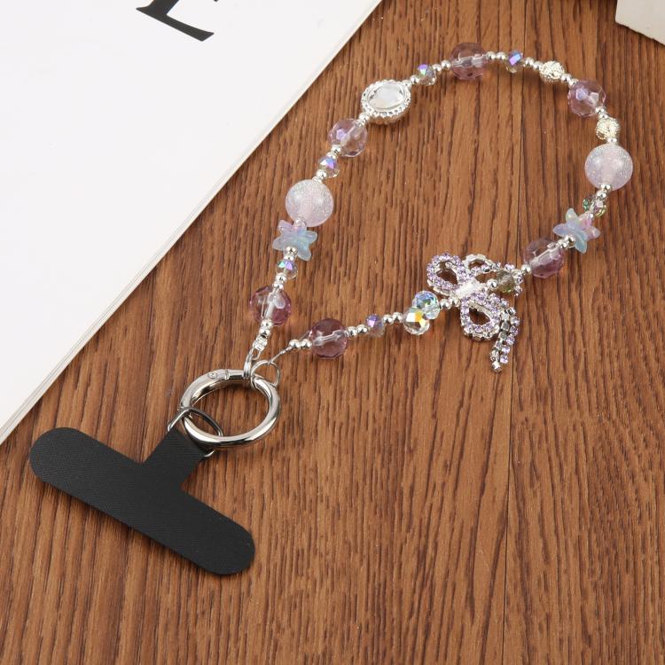 Alloy Butterfly Bead Chain Phone Anti-lost Short Lanyard