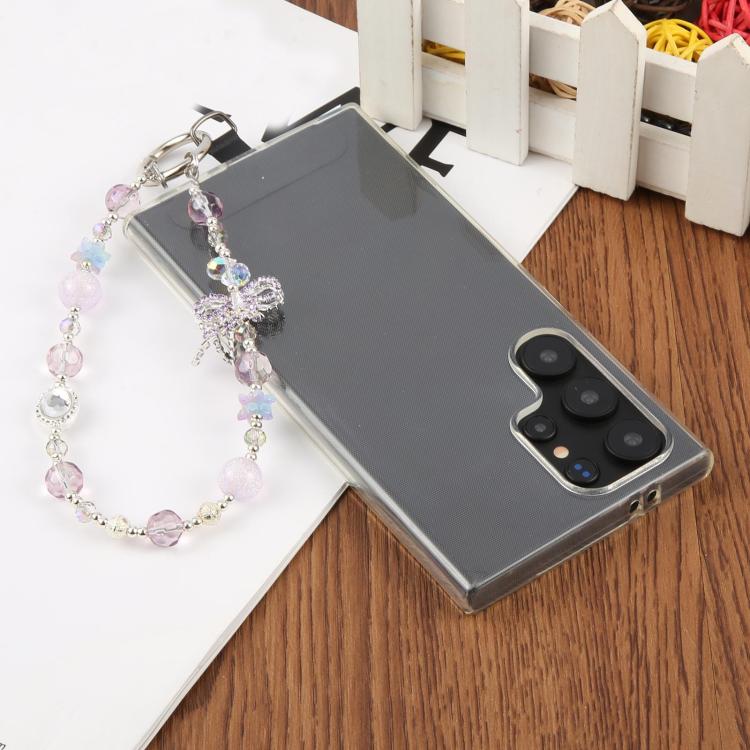 Alloy Butterfly Bead Chain Phone Anti-lost Short Lanyard