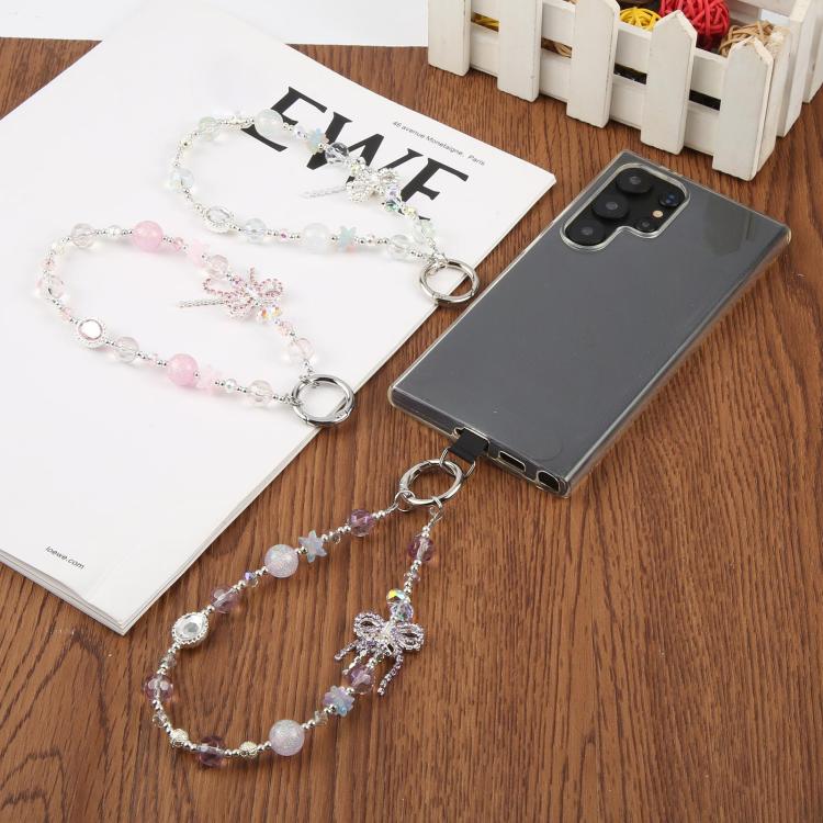 Alloy Butterfly Bead Chain Phone Anti-lost Short Lanyard