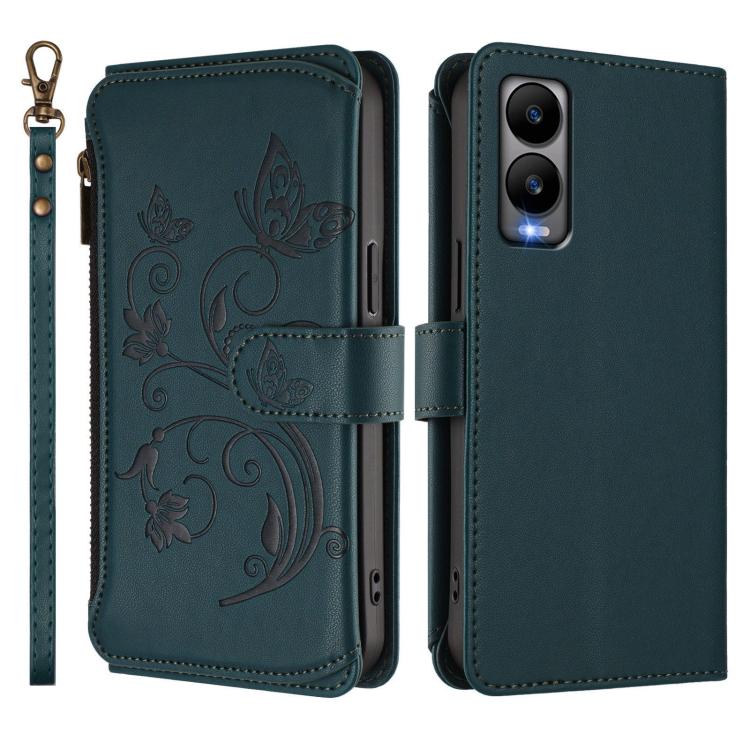 For Cricket Debut S3 Butterfly Love Flower Multi-card Zipper Wallet Leather Phone Case