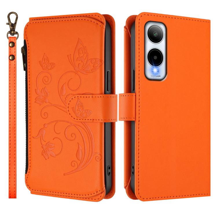 For Cricket Icon 6 / AT&T Verge SL219A Butterfly Love Flower Multi-card Zipper Wallet Leather Phone Case