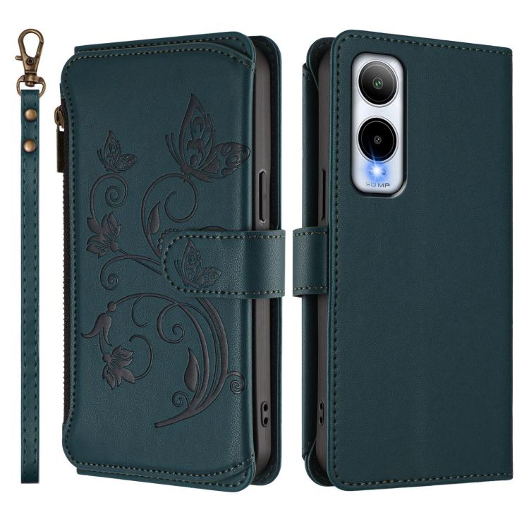 For Cricket Icon 6 / AT&T Verge SL219A Butterfly Love Flower Multi-card Zipper Wallet Leather Phone Case