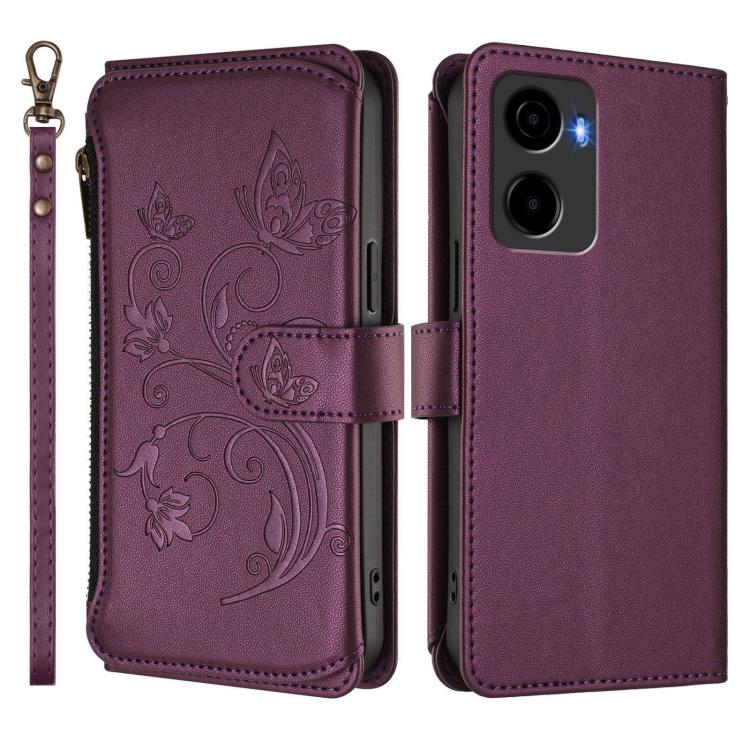 For Cricket Magic 2 5G/ AT&T Propel 2 5G Butterfly Love Flower Multi-card Zipper Wallet Leather Phone Case