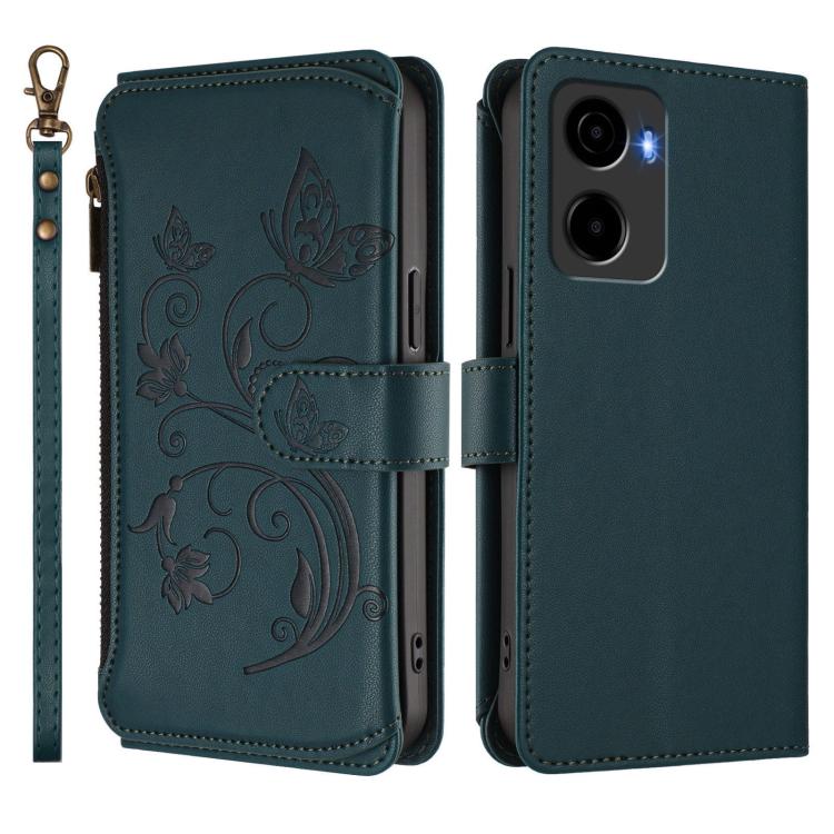 For Cricket Magic 2 5G/ AT&T Propel 2 5G Butterfly Love Flower Multi-card Zipper Wallet Leather Phone Case