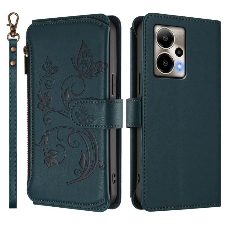 For Cricket Outlast 5G 2024 Butterfly Love Flower Multi-card Zipper Wallet Leather Phone Case