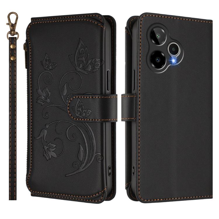 For Cricket Icon 7 5G / Plus 2026 Butterfly Love Flower Multi-card Zipper Wallet Leather Phone Case