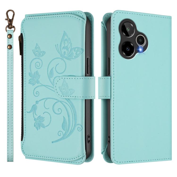 For Cricket Icon 7 5G / Plus 2026 Butterfly Love Flower Multi-card Zipper Wallet Leather Phone Case