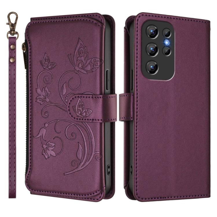 For Oukitel C1 Pro / C1 Butterfly Love Flower Multi-card Zipper Wallet Leather Phone Case