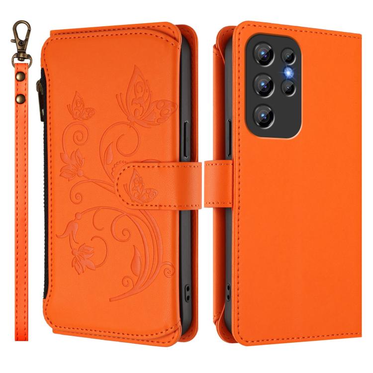 For Oukitel C1 Pro / C1 Butterfly Love Flower Multi-card Zipper Wallet Leather Phone Case
