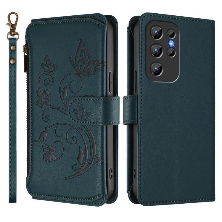 For Oukitel C1 Pro / C1 Butterfly Love Flower Multi-card Zipper Wallet Leather Phone Case