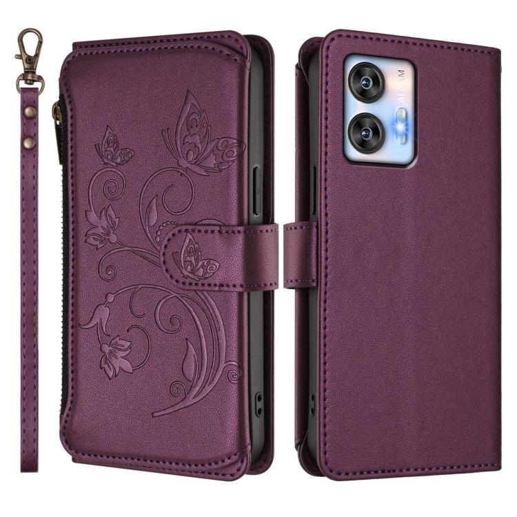 For Oukitel C35 Butterfly Love Flower Multi-card Zipper Wallet Leather Phone Case