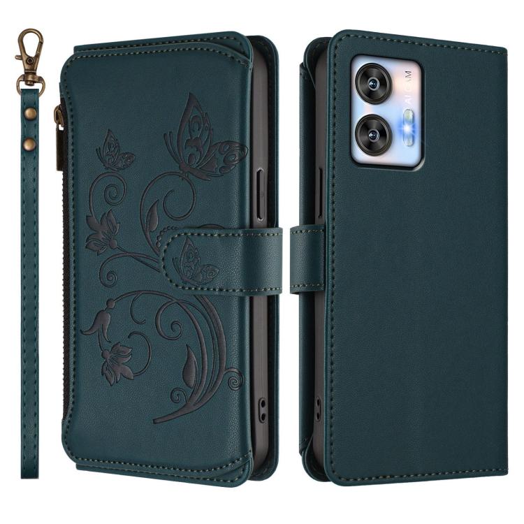 For Oukitel C35 Butterfly Love Flower Multi-card Zipper Wallet Leather Phone Case