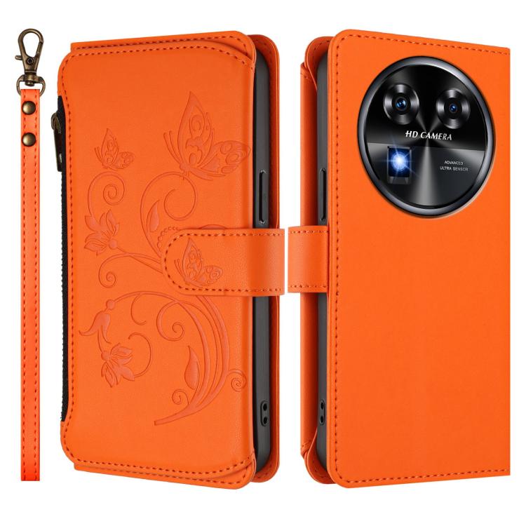 For Oukitel C37 Butterfly Love Flower Multi-card Zipper Wallet Leather Phone Case