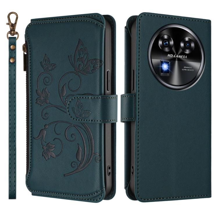 For Oukitel C37 Butterfly Love Flower Multi-card Zipper Wallet Leather Phone Case