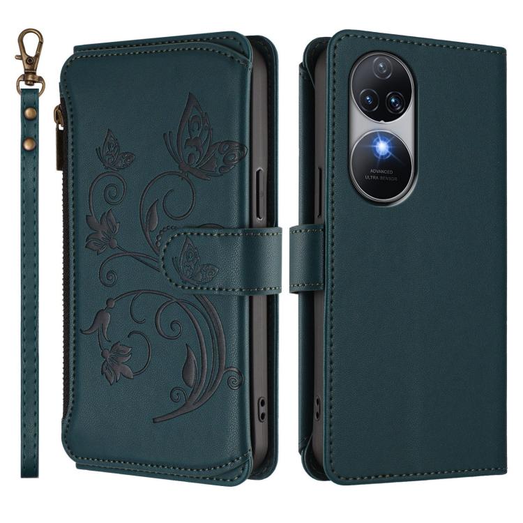 For Oukitel C38 Butterfly Love Flower Multi-card Zipper Wallet Leather Phone Case