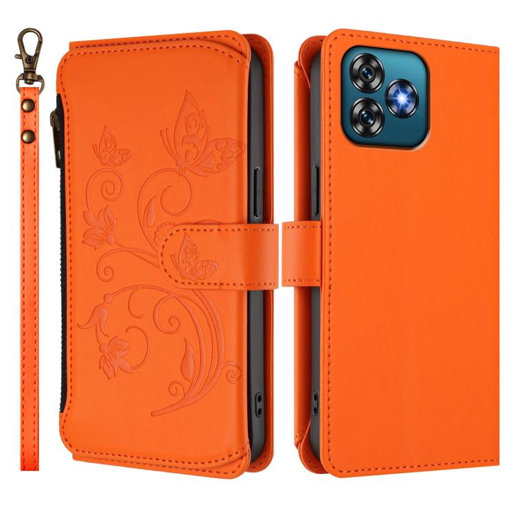 For Oukitel C53 Butterfly Love Flower Multi-card Zipper Wallet Leather Phone Case