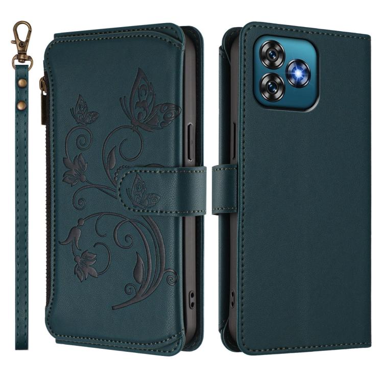 For Oukitel C53 Butterfly Love Flower Multi-card Zipper Wallet Leather Phone Case