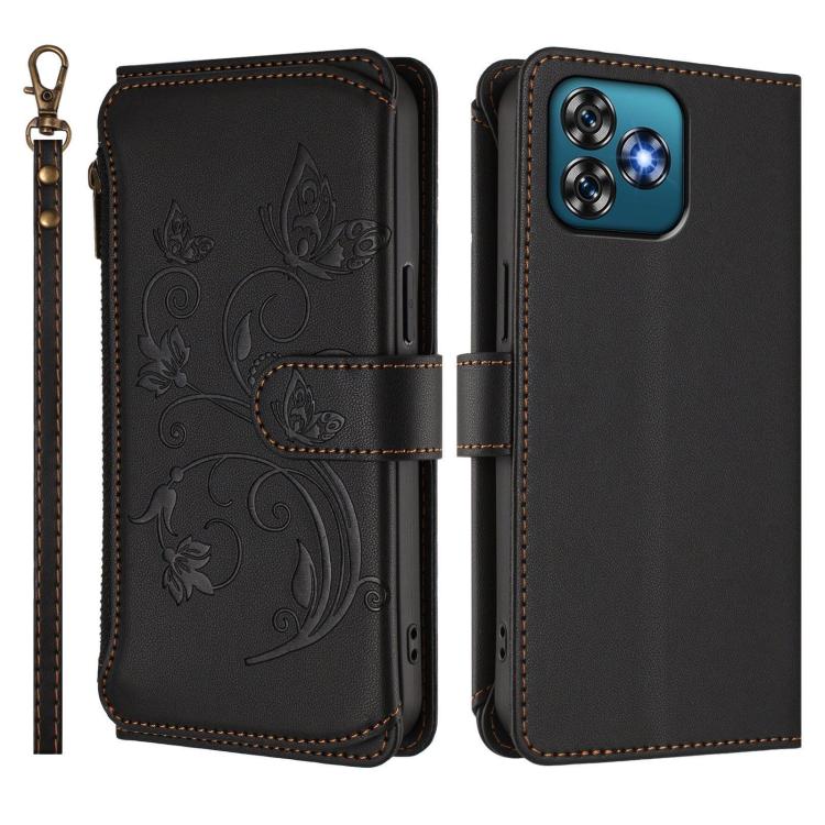 For Oukitel C53 Butterfly Love Flower Multi-card Zipper Wallet Leather Phone Case