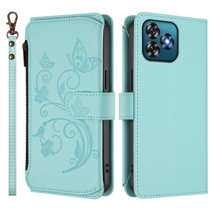 For Oukitel C53 Butterfly Love Flower Multi-card Zipper Wallet Leather Phone Case