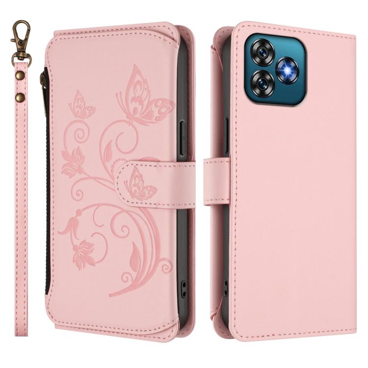 For Oukitel C53 Butterfly Love Flower Multi-card Zipper Wallet Leather Phone Case