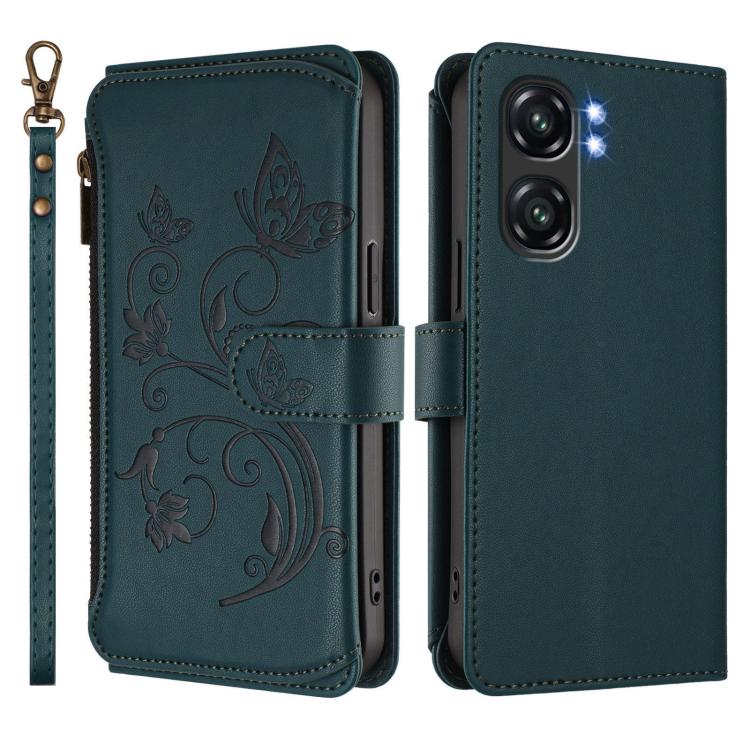 For Oukitel C58 / C58 Pro Butterfly Love Flower Multi-card Zipper Wallet Leather Phone Case