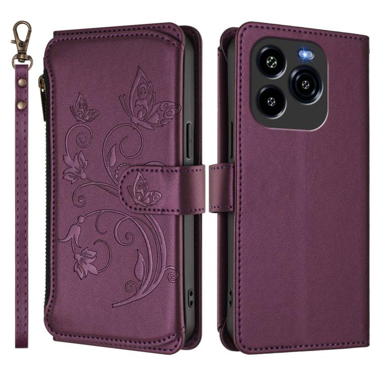 For Oukitel C65 Pro / C65 Butterfly Love Flower Multi-card Zipper Wallet Leather Phone Case