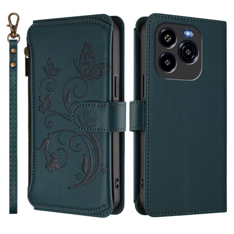 For Oukitel C65 Pro / C65 Butterfly Love Flower Multi-card Zipper Wallet Leather Phone Case