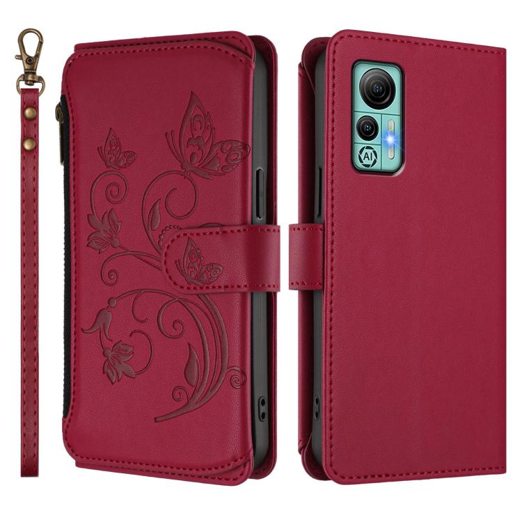For Ulefone Note 14 Butterfly Love Flower Multi-card Zipper Wallet Leather Phone Case