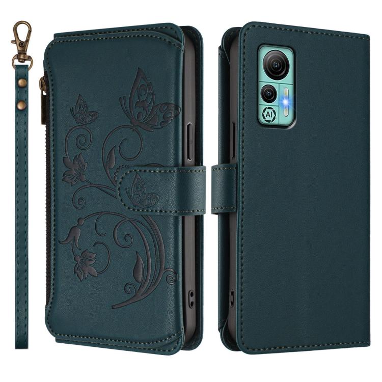 For Ulefone Note 14 Butterfly Love Flower Multi-card Zipper Wallet Leather Phone Case