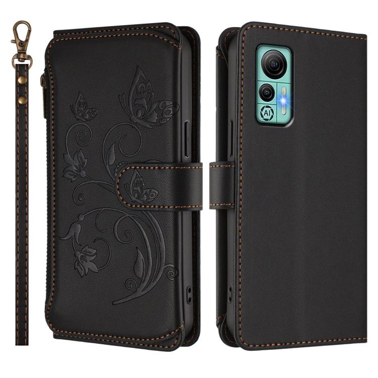 For Ulefone Note 14 Butterfly Love Flower Multi-card Zipper Wallet Leather Phone Case