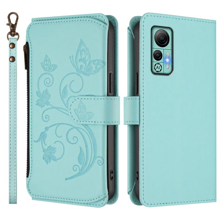 For Ulefone Note 14 Butterfly Love Flower Multi-card Zipper Wallet Leather Phone Case