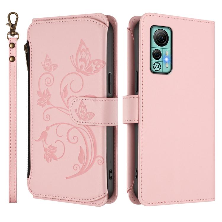 For Ulefone Note 14 Butterfly Love Flower Multi-card Zipper Wallet Leather Phone Case