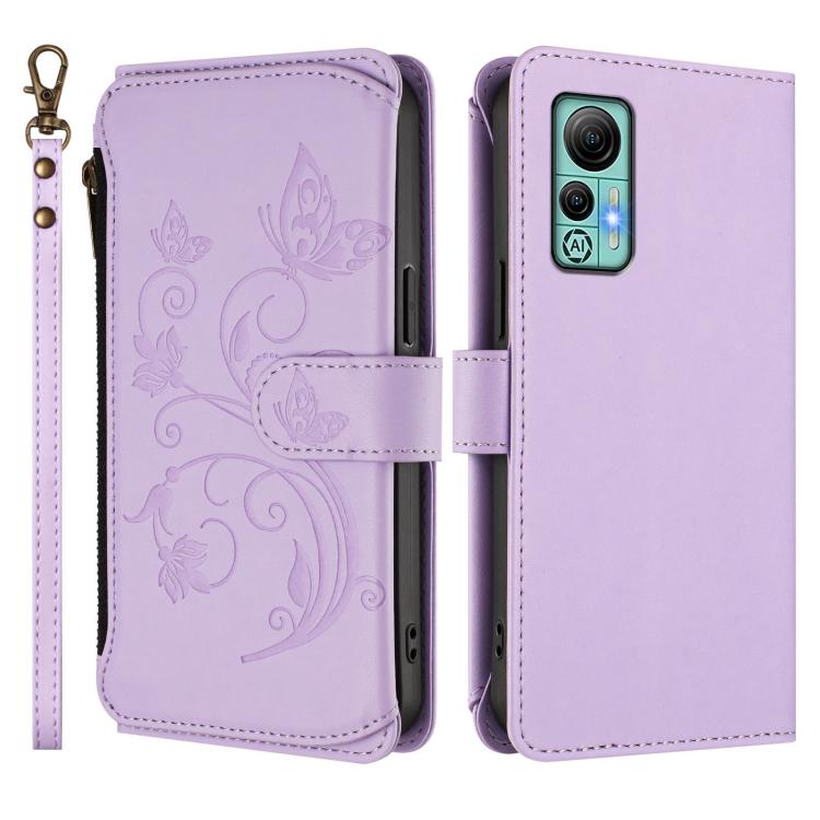 For Ulefone Note 14 Butterfly Love Flower Multi-card Zipper Wallet Leather Phone Case