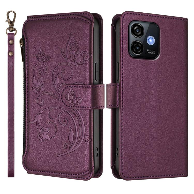 For Ulefone Note 16 Pro Butterfly Love Flower Multi-card Zipper Wallet Leather Phone Case