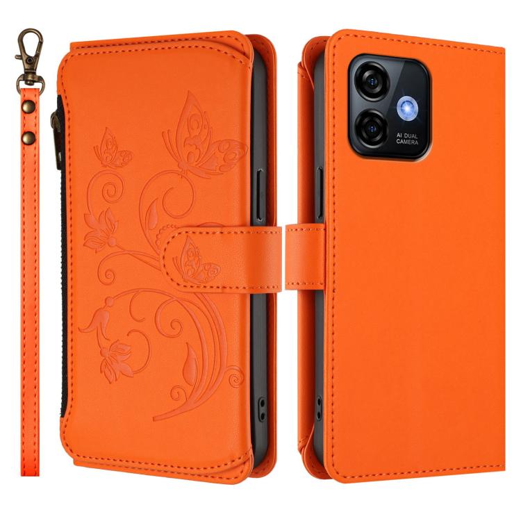 For Ulefone Note 16 Pro Butterfly Love Flower Multi-card Zipper Wallet Leather Phone Case