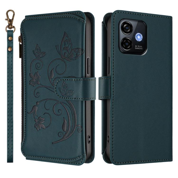 For Ulefone Note 16 Pro Butterfly Love Flower Multi-card Zipper Wallet Leather Phone Case
