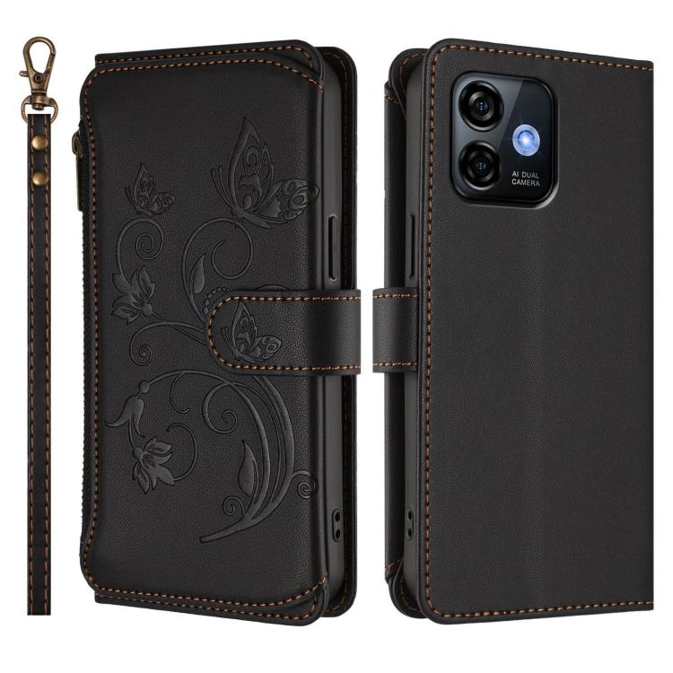 For Ulefone Note 16 Pro Butterfly Love Flower Multi-card Zipper Wallet Leather Phone Case