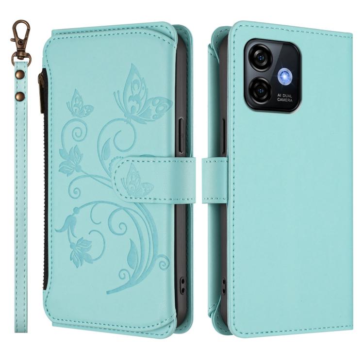 For Ulefone Note 16 Pro Butterfly Love Flower Multi-card Zipper Wallet Leather Phone Case